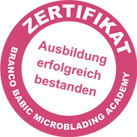 Zertifikat – Ausbildung erfolgreich bei der Branco Babic Microblading Academy bestanden